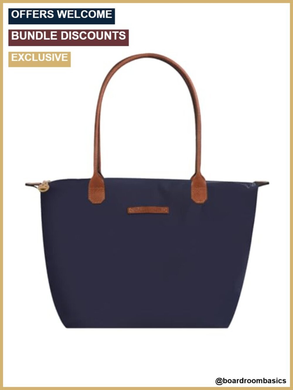 Lightweight Nylon Tote Bag with Zipper Spacious Handbag